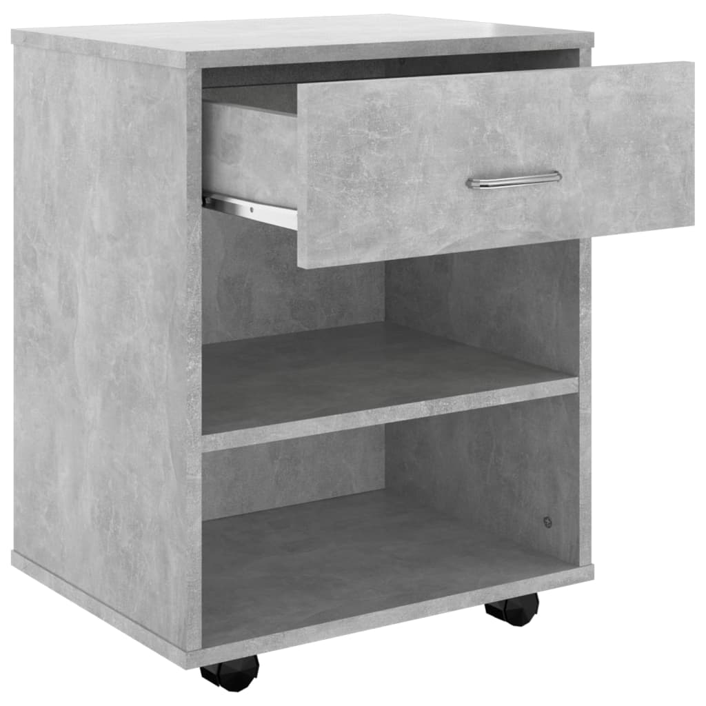 Armoire à roulettes Gris béton 46x36x59 cm Bois d’ingénierie