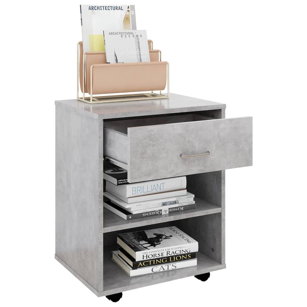 Armoire à roulettes Gris béton 46x36x59 cm Bois d’ingénierie