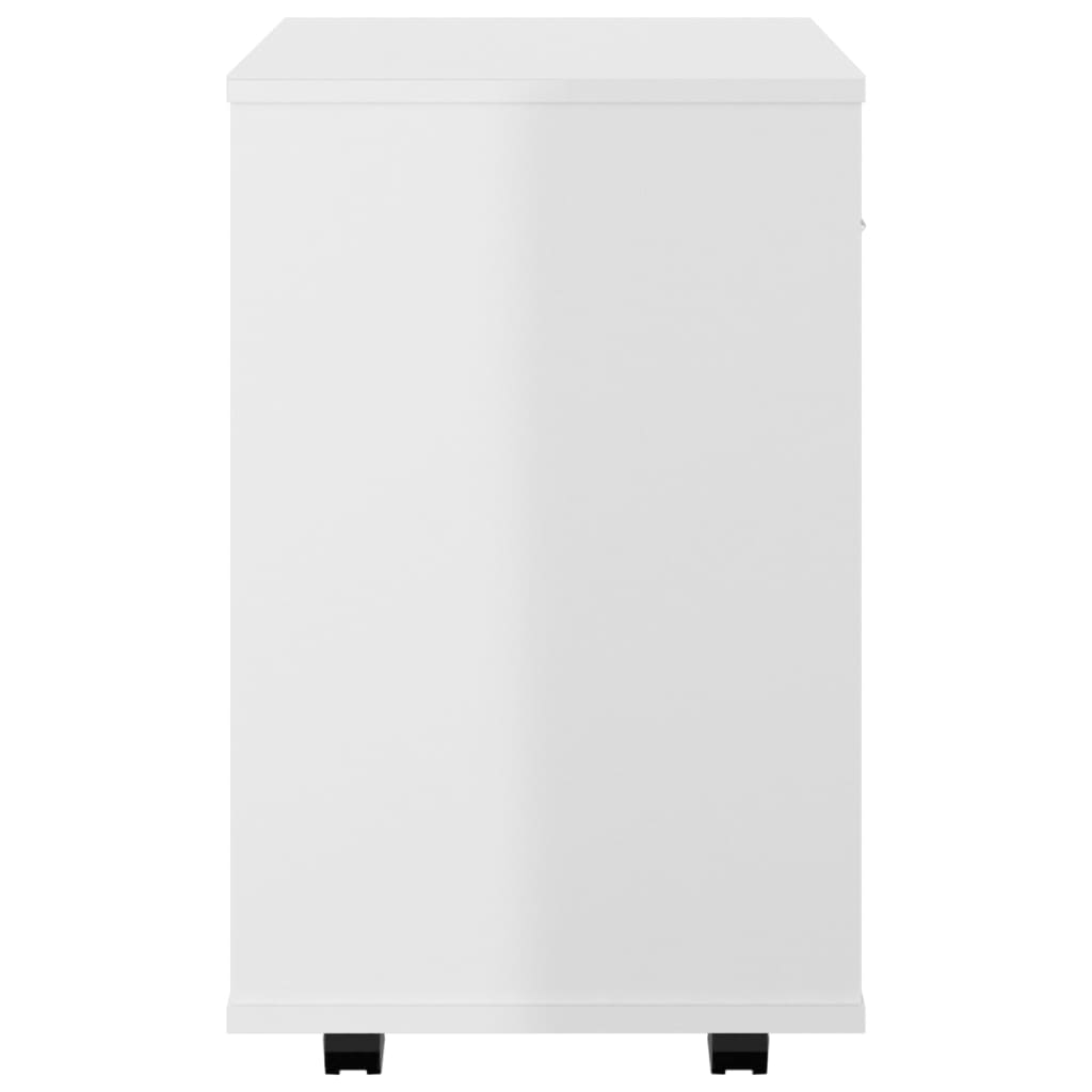 Armoire à roulettes Blanc brillant 46x36x59cm Bois d’ingénierie