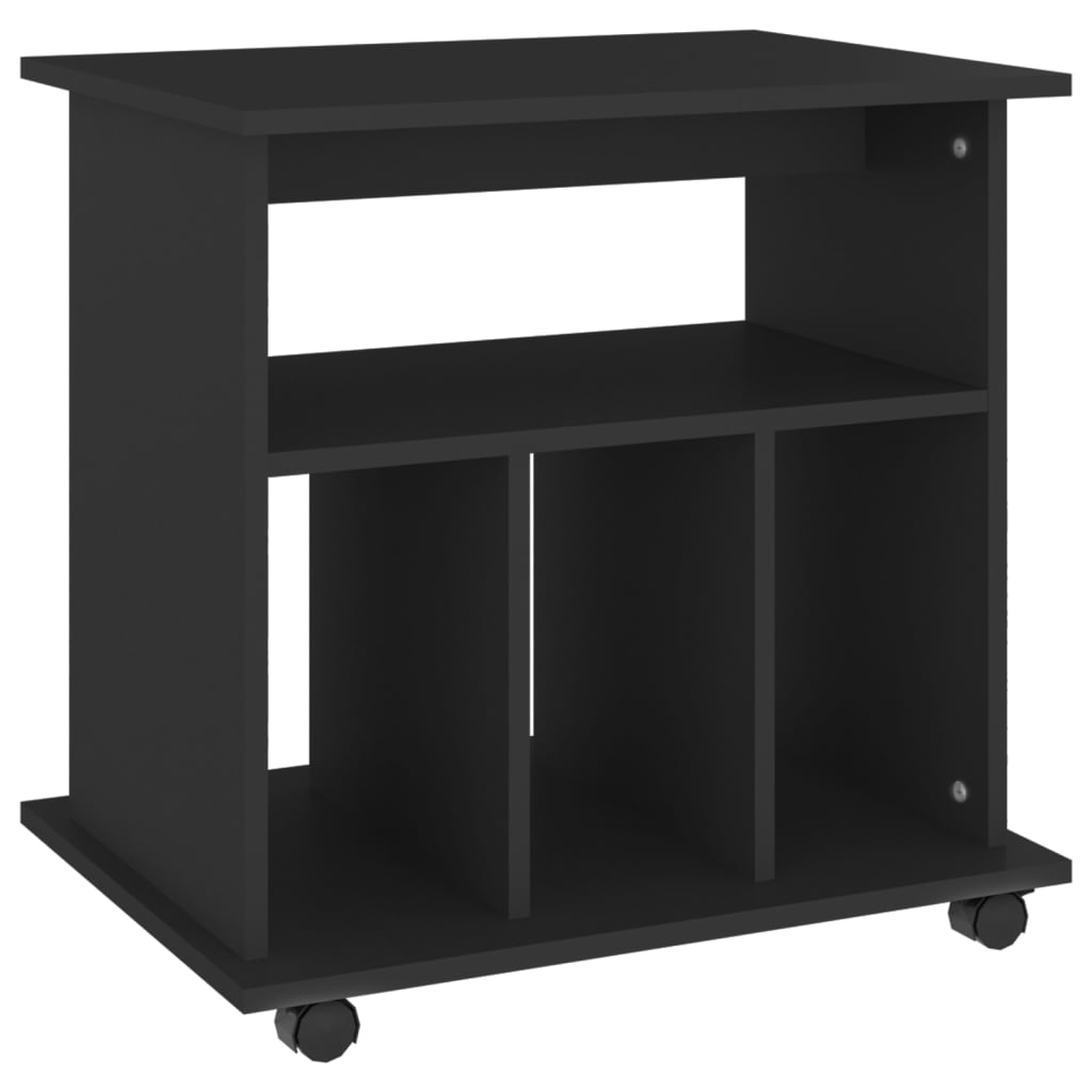 Armoire à roulettes Noir 60x45x60 cm Bois d’ingénierie