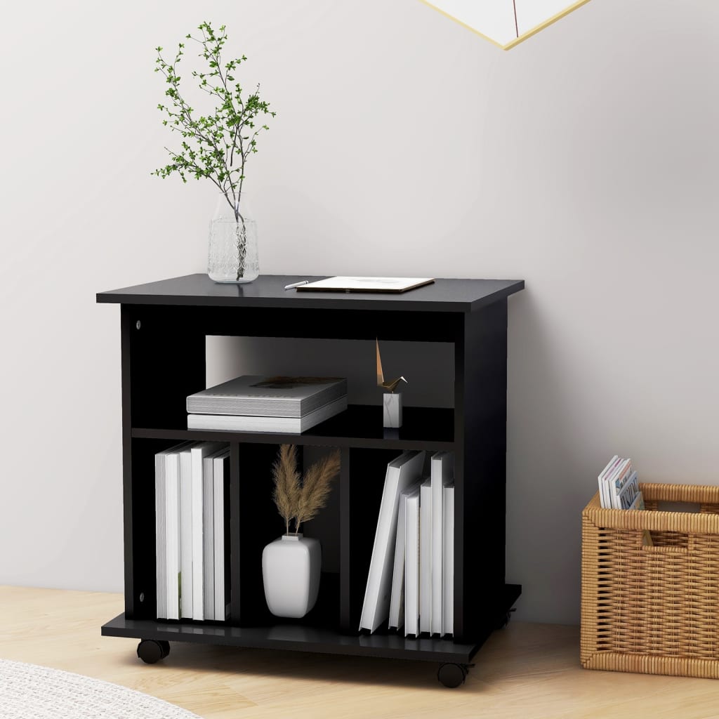 Armoire à roulettes Noir 60x45x60 cm Bois d’ingénierie