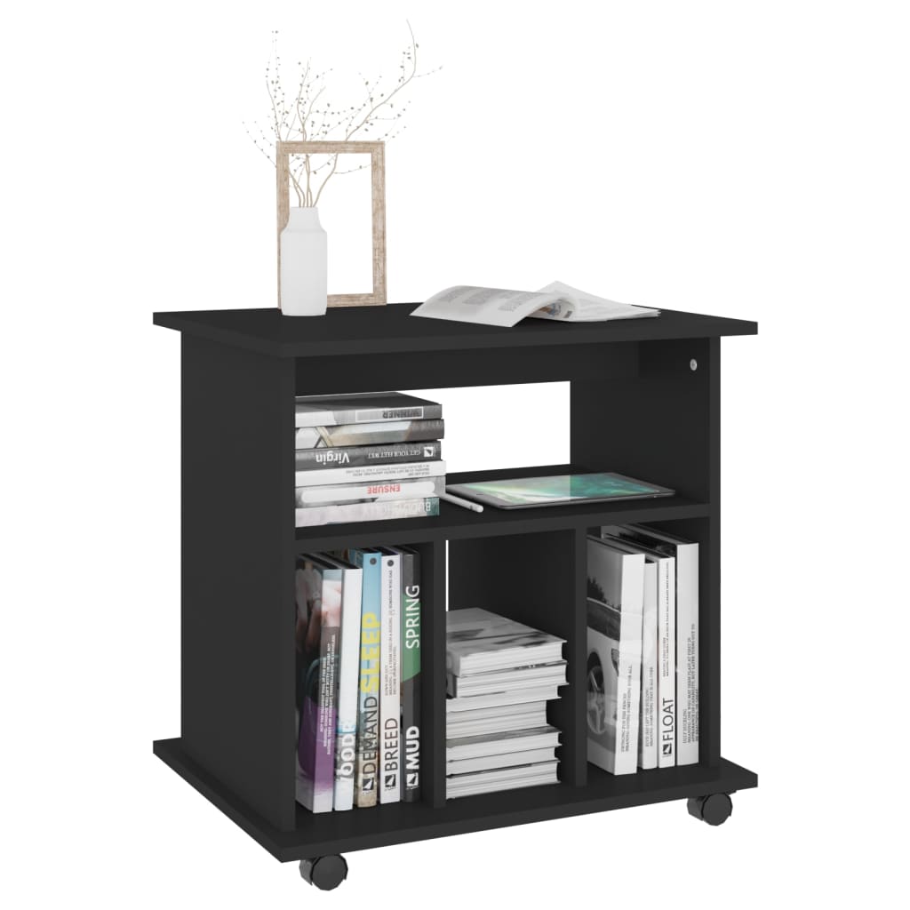 Armoire à roulettes Noir 60x45x60 cm Bois d’ingénierie