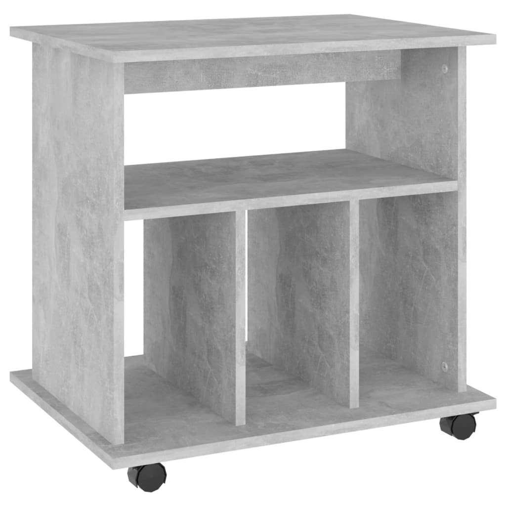 Armoire à roulettes Gris béton 60x45x60 cm Bois d’ingénierie