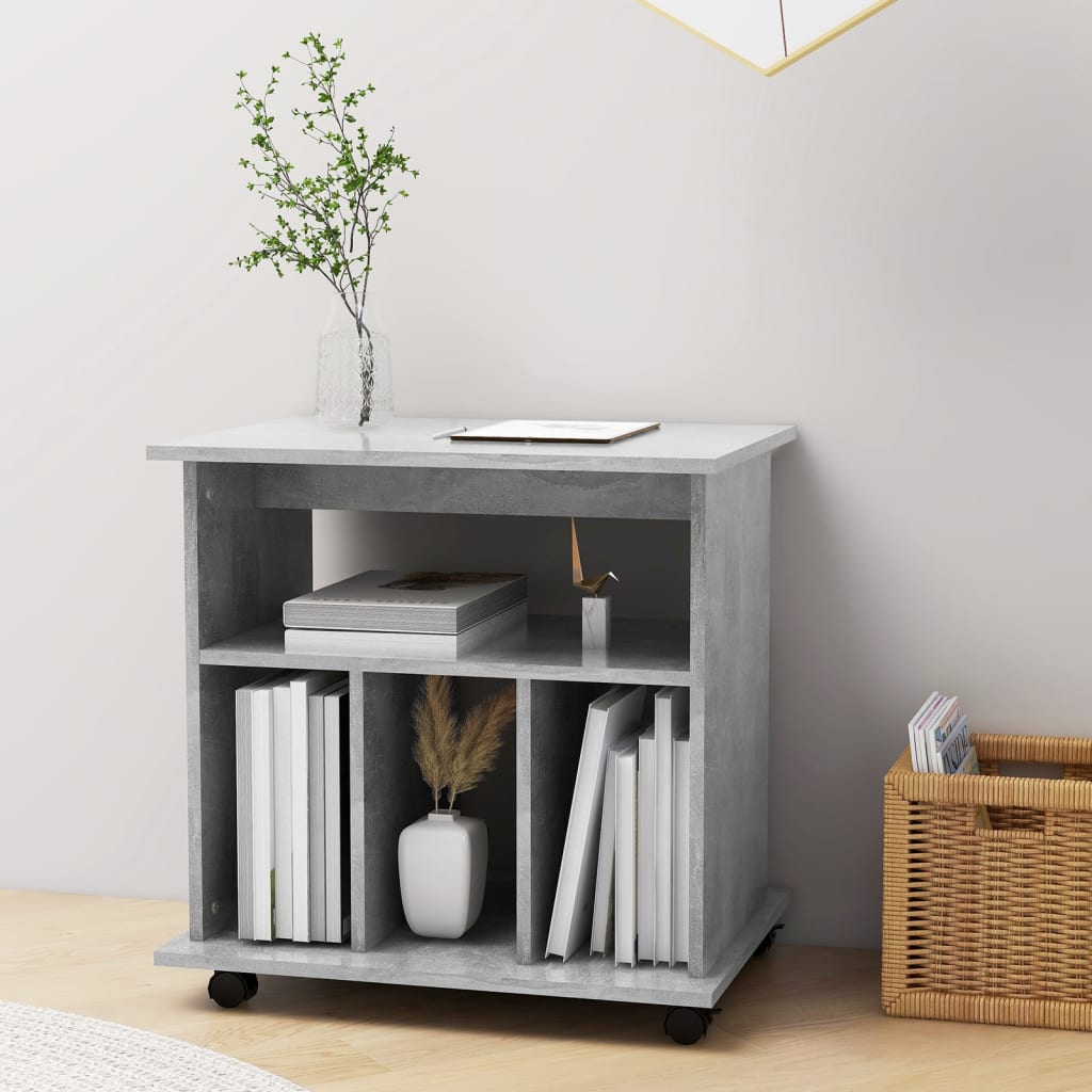 Armoire à roulettes Gris béton 60x45x60 cm Bois d’ingénierie