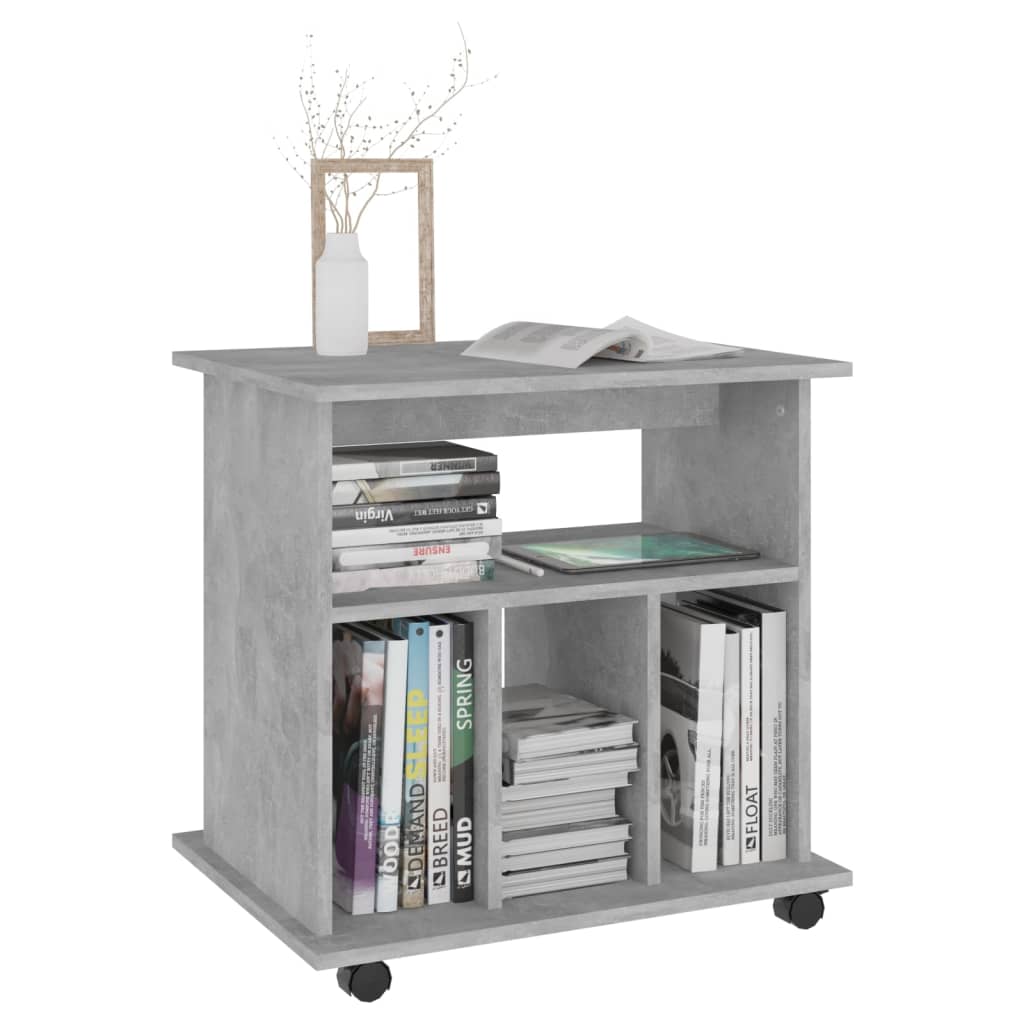 Armoire à roulettes Gris béton 60x45x60 cm Bois d’ingénierie