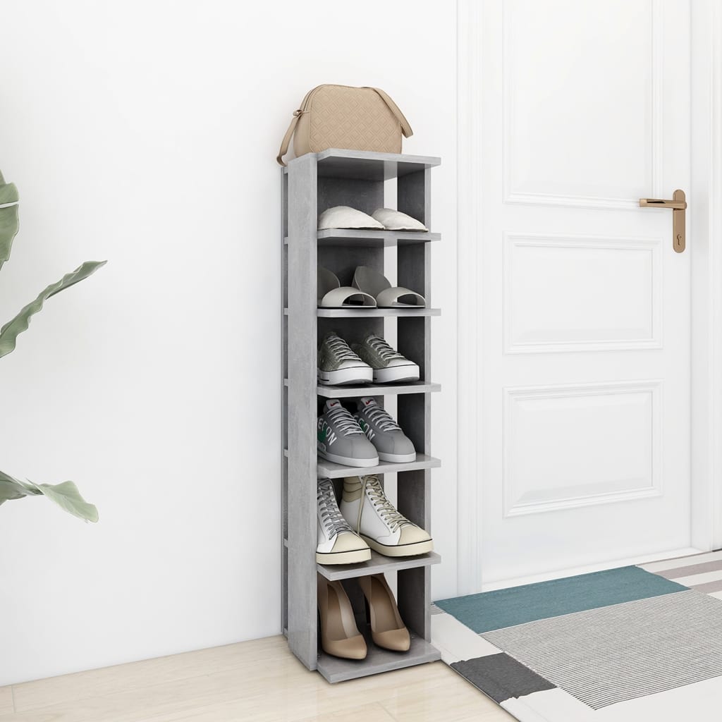Armoire à chaussures Gris béton 27,5x27x102cm Bois d'ingénierie - XIOS