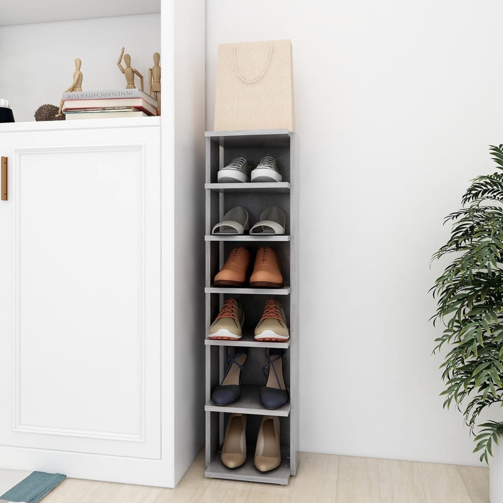 Armoire à chaussures Gris béton 27,5x27x102cm Bois d'ingénierie - XIOS
