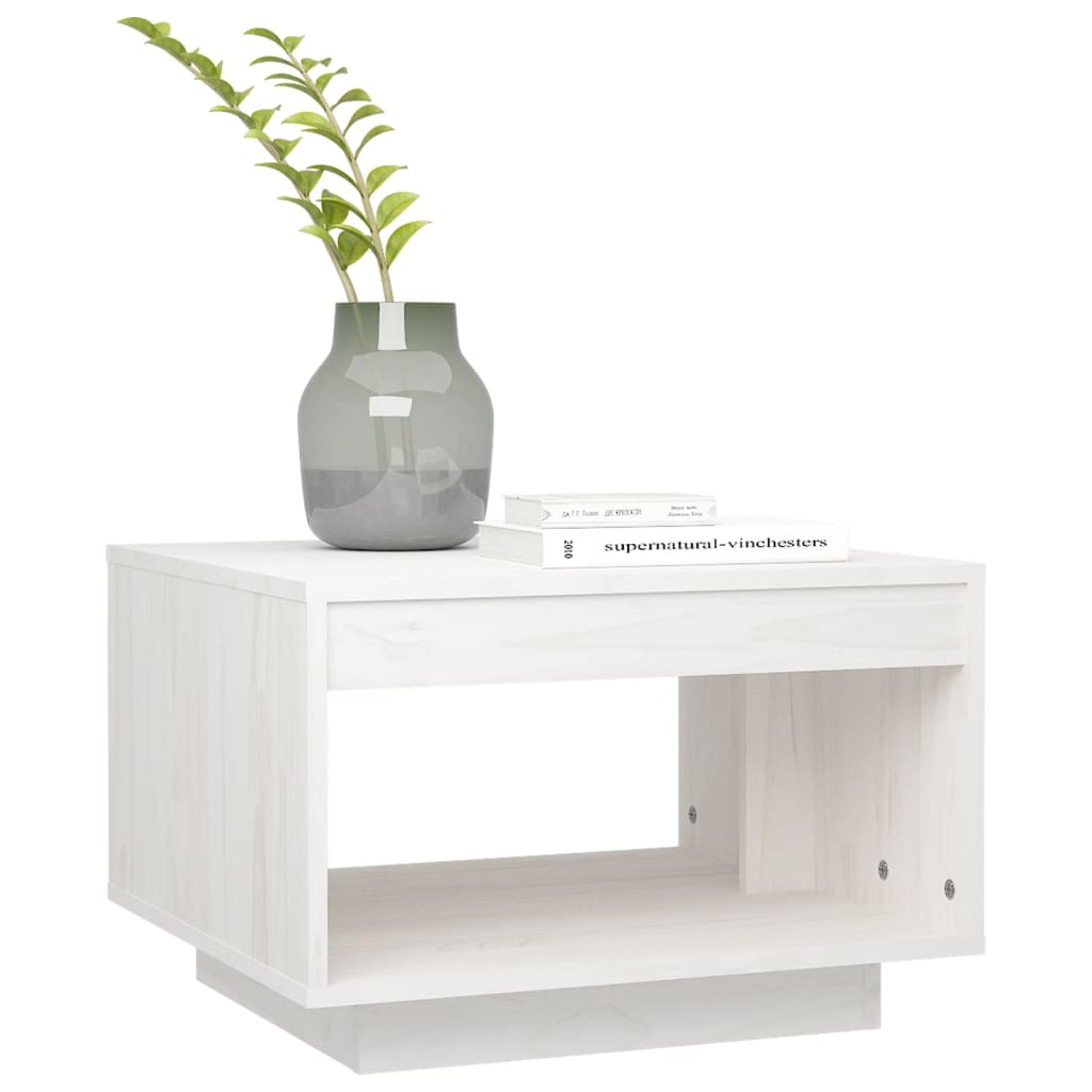 Table basse blanc 50x50x33,5 cm bois de pin massif - XIOS