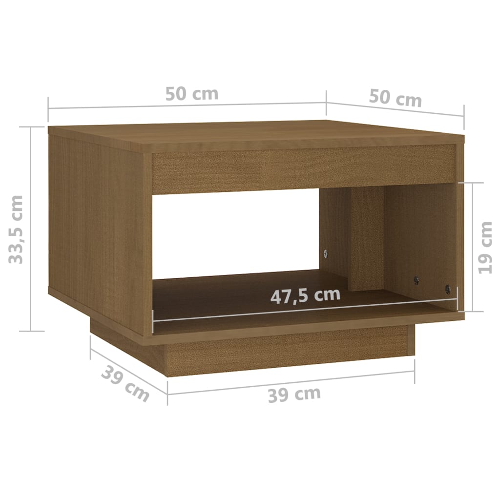 Table basse marron miel 50x50x33,5 cm bois de pin massif Tables basses vidaXL