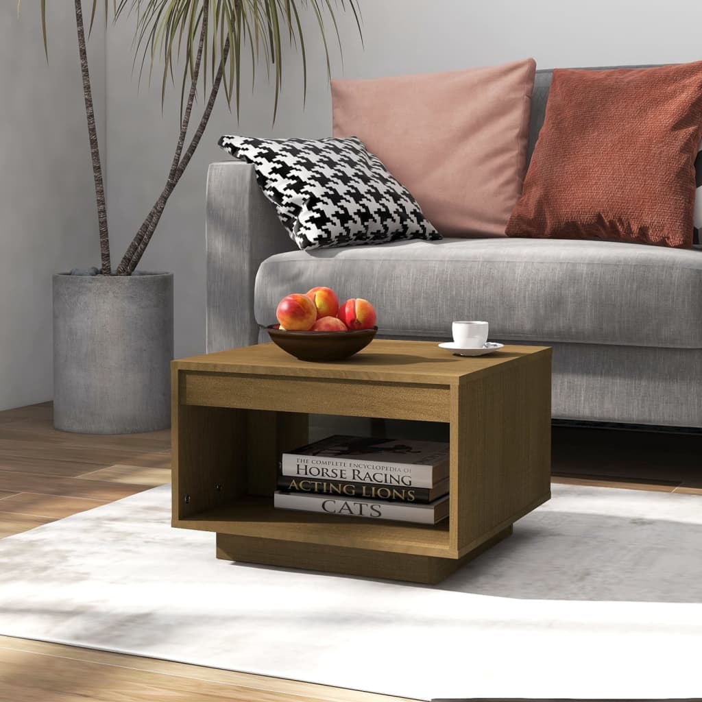 Table basse marron miel 50x50x33,5 cm bois de pin massif Tables basses vidaXL