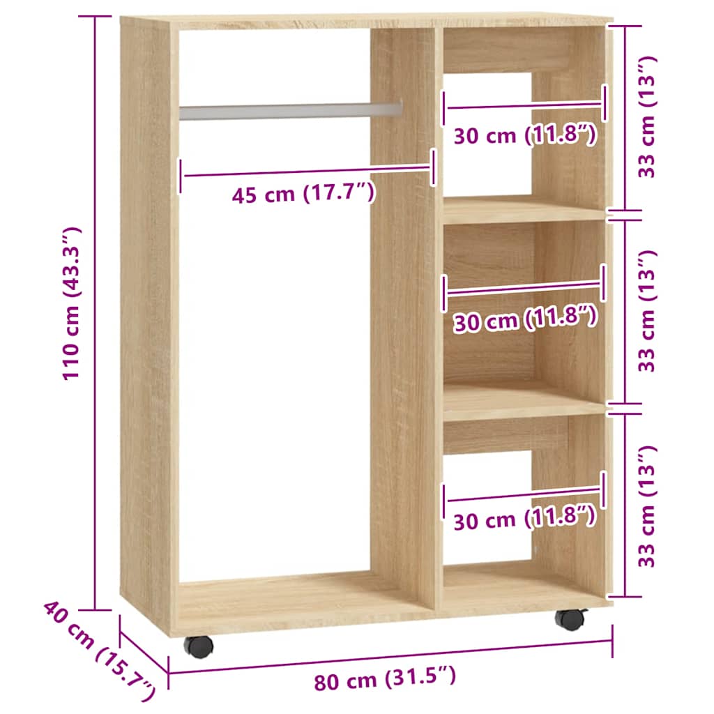 Garde-robe Chêne sonoma 80x40x110 cm Bois d’ingénierie - XIOS