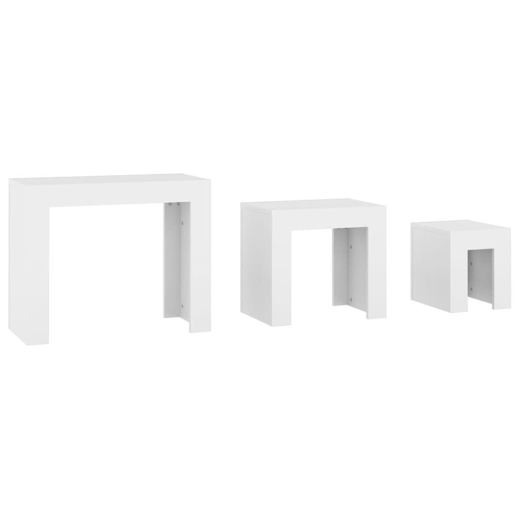 Tables basses gigognes 3 pcs Blanc Bois d’ingénierie - XIOS