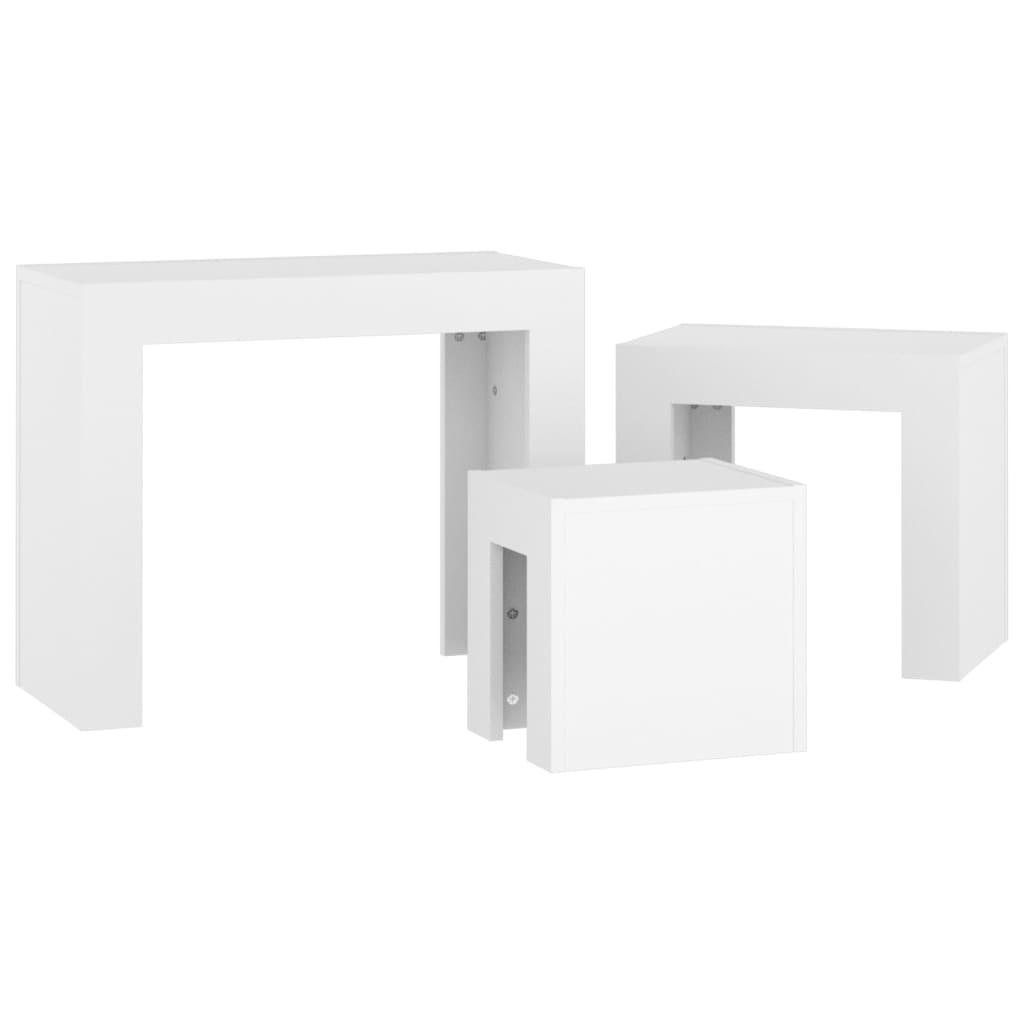 Tables basses gigognes 3 pcs Blanc Bois d’ingénierie - XIOS