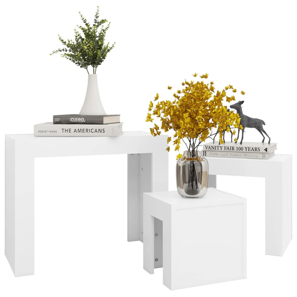Tables basses gigognes 3 pcs Blanc Bois d’ingénierie - XIOS