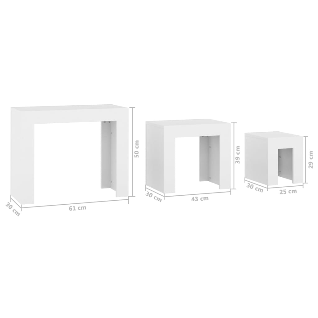 Tables basses gigognes 3 pcs Blanc Bois d’ingénierie - XIOS
