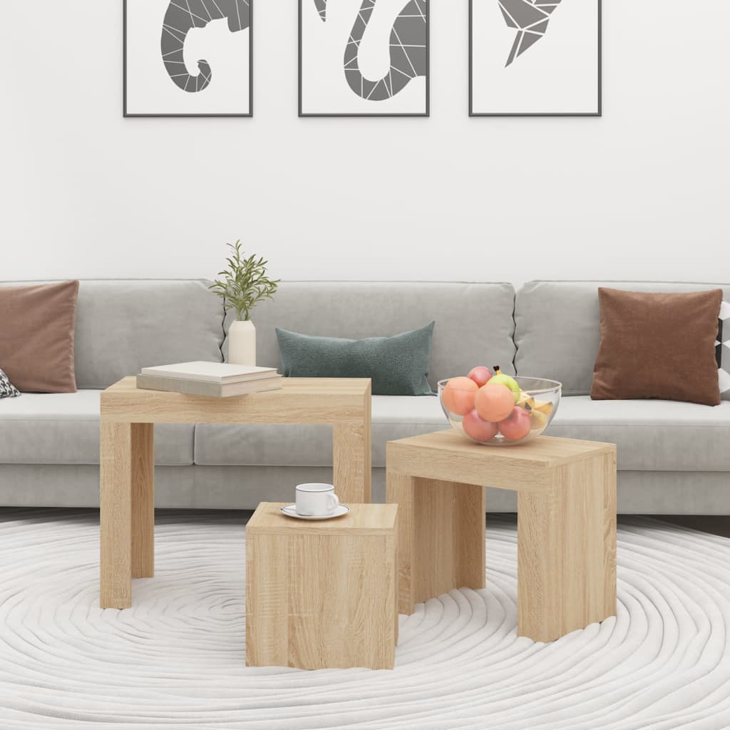 Tables basses gigognes 3 pcs chêne sonoma bois d'ingénierie - XIOS