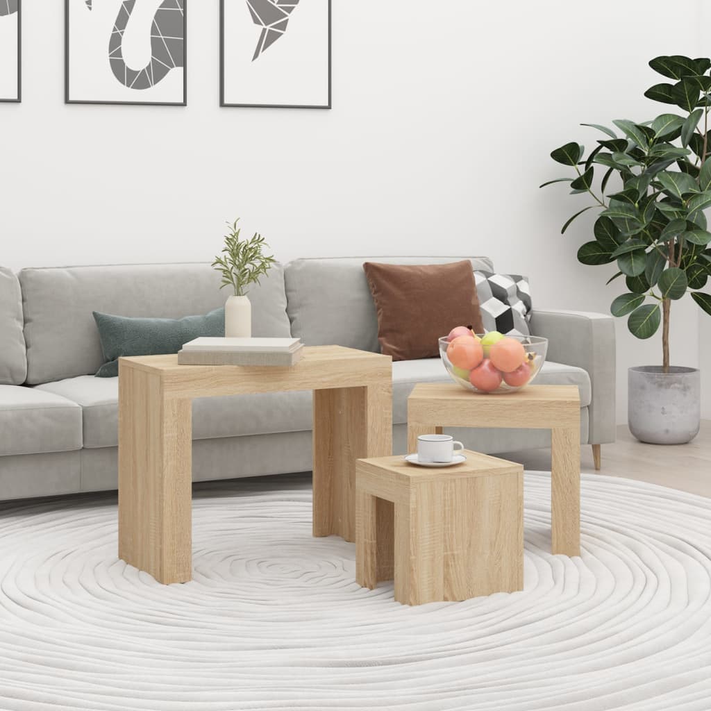 Tables basses gigognes 3 pcs chêne sonoma bois d'ingénierie - XIOS