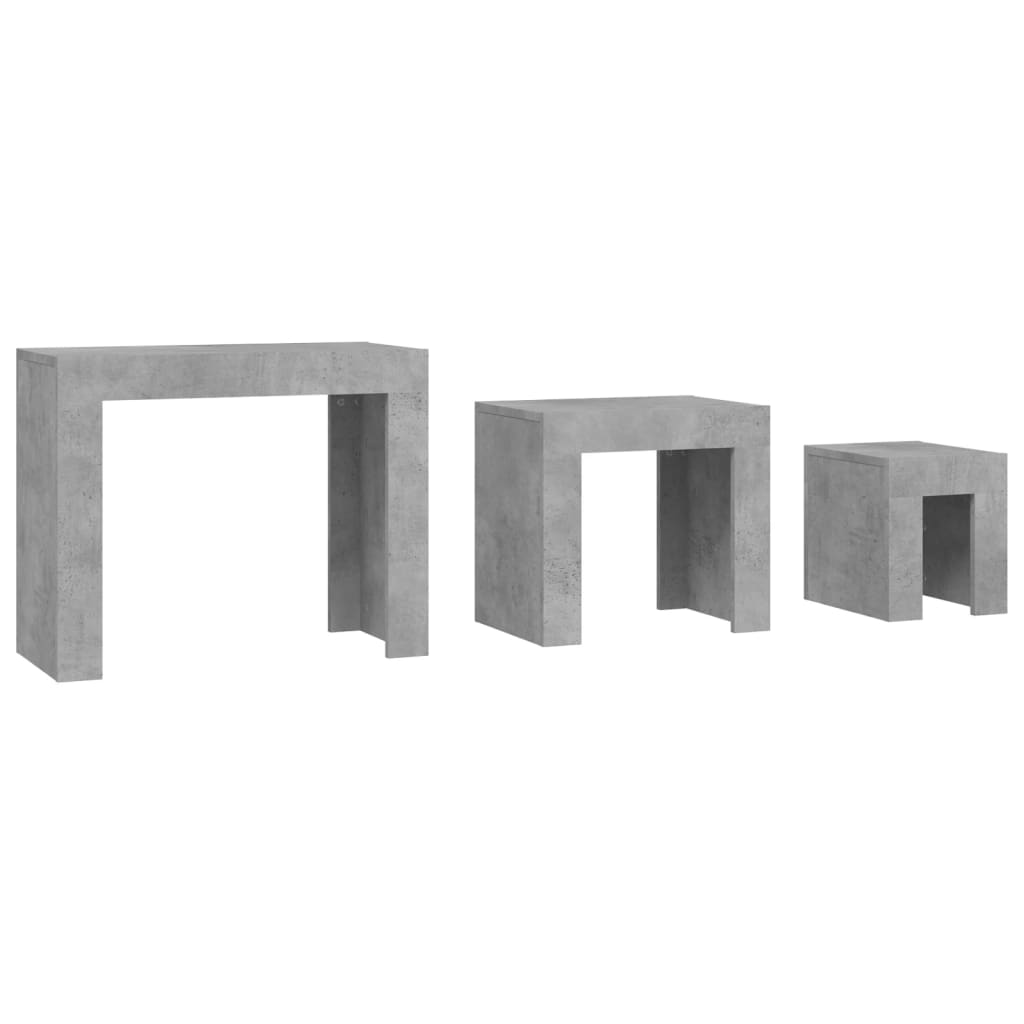 Tables basses gigognes 3 pcs Gris béton Bois d'ingénierie - XIOS