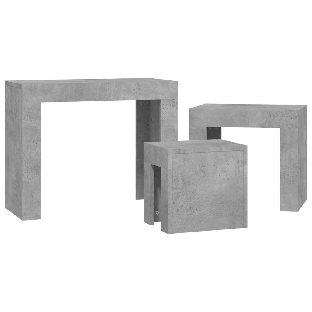 Tables basses gigognes 3 pcs Gris béton Bois d'ingénierie - XIOS