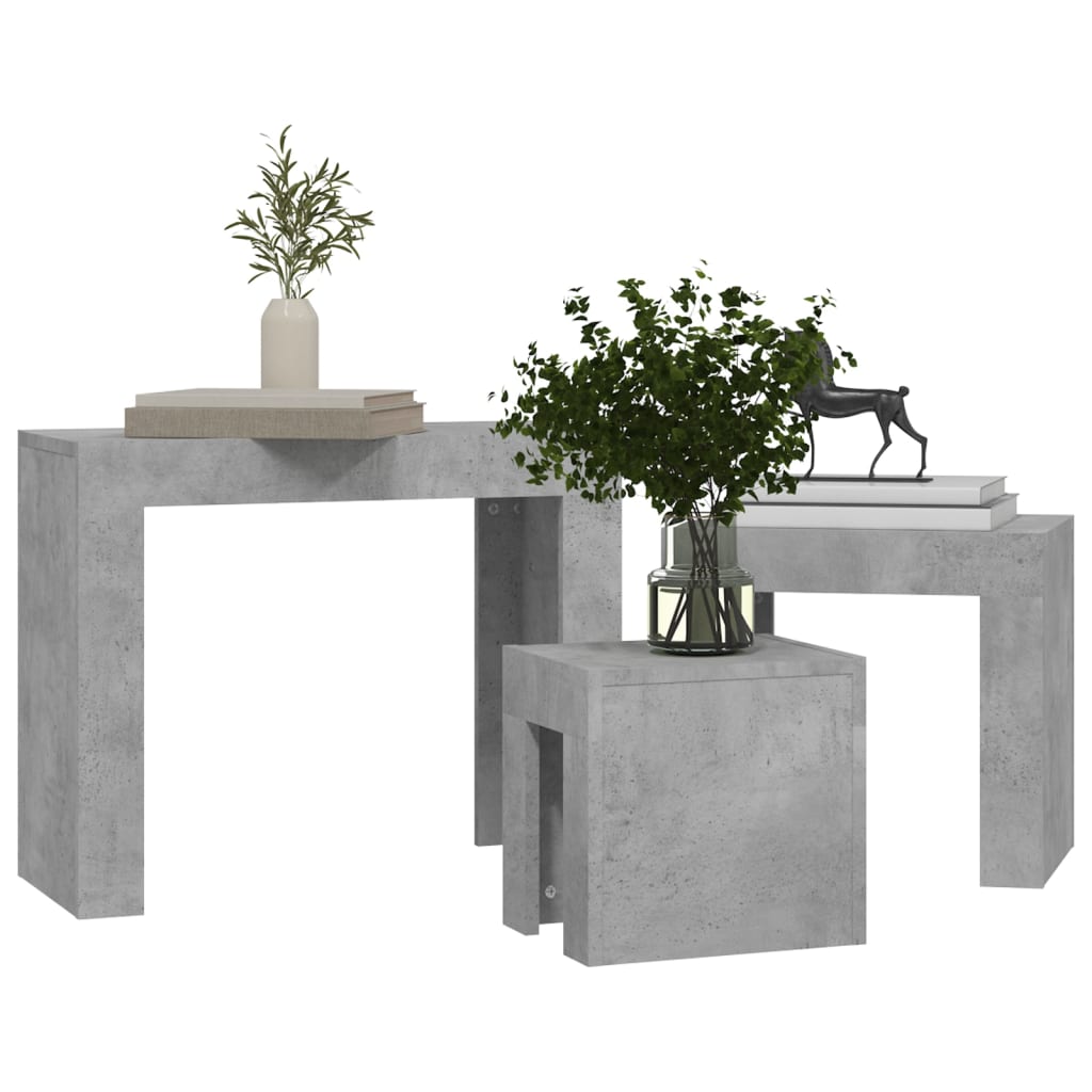 Tables basses gigognes 3 pcs Gris béton Bois d'ingénierie - XIOS