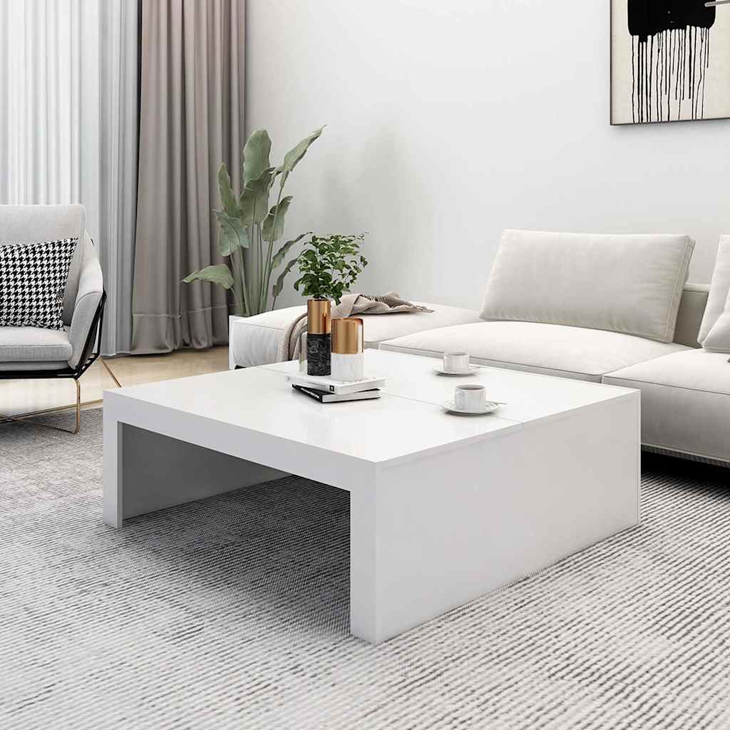 Table basse blanc 100x100x35 cm bois d'ingénierie - XIOS