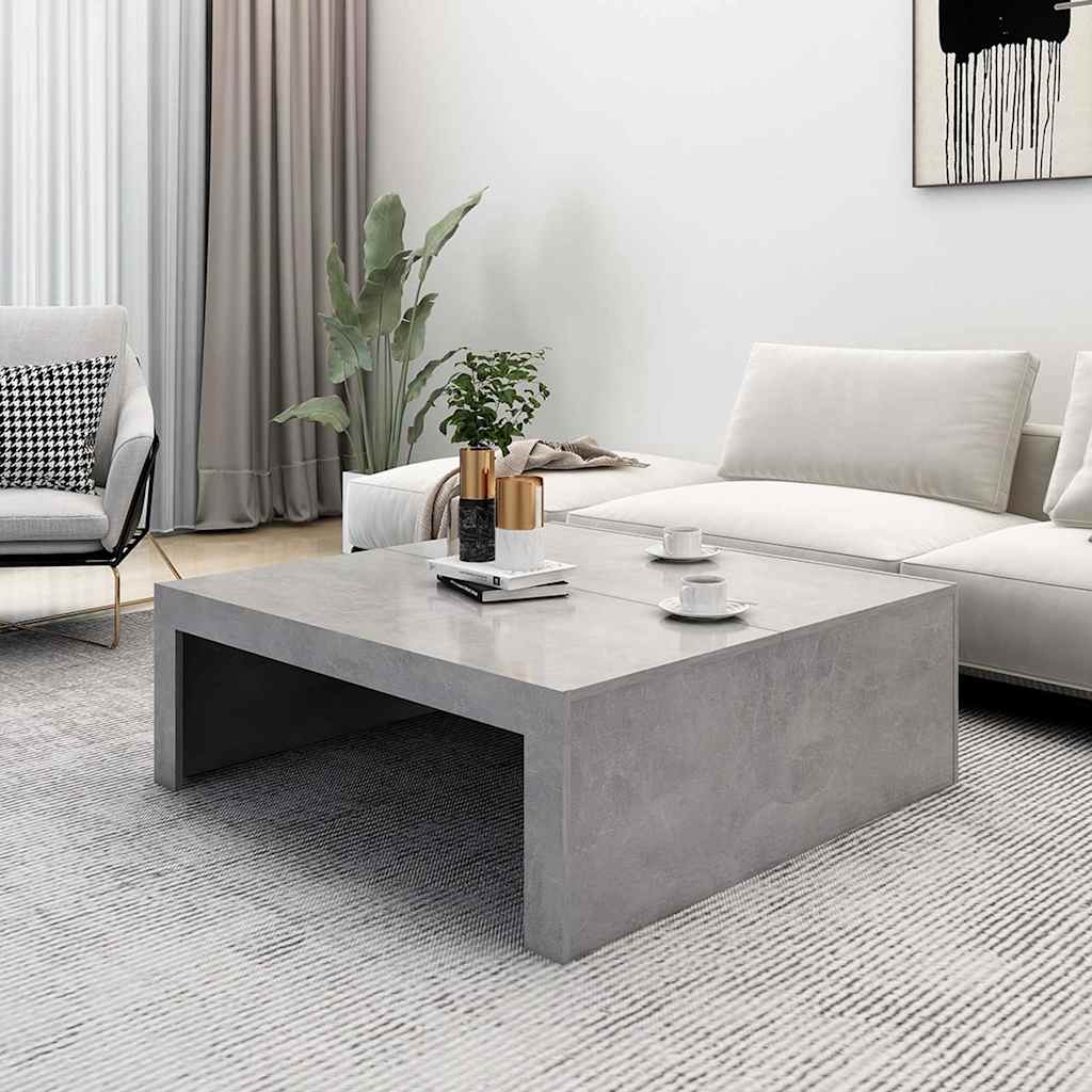 Table basse gris béton 100x100x35 cm bois d'ingénierie - XIOS