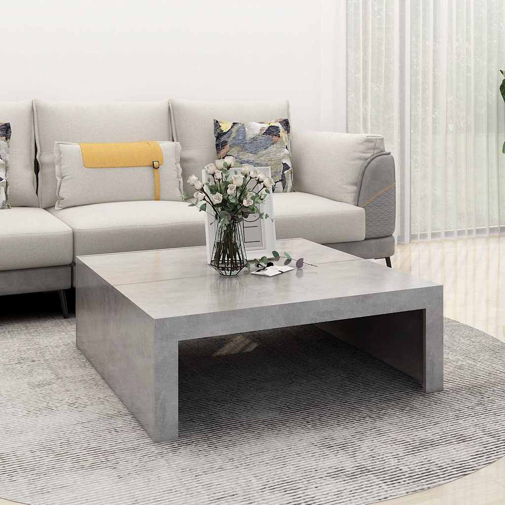 Table basse gris béton 100x100x35 cm bois d'ingénierie - XIOS