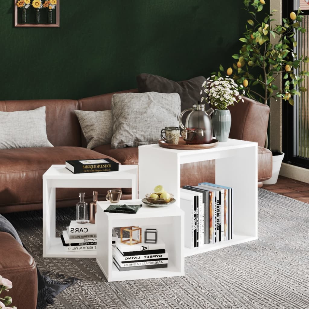 Tables gigognes 3 pcs Blanc Aggloméré - XIOS