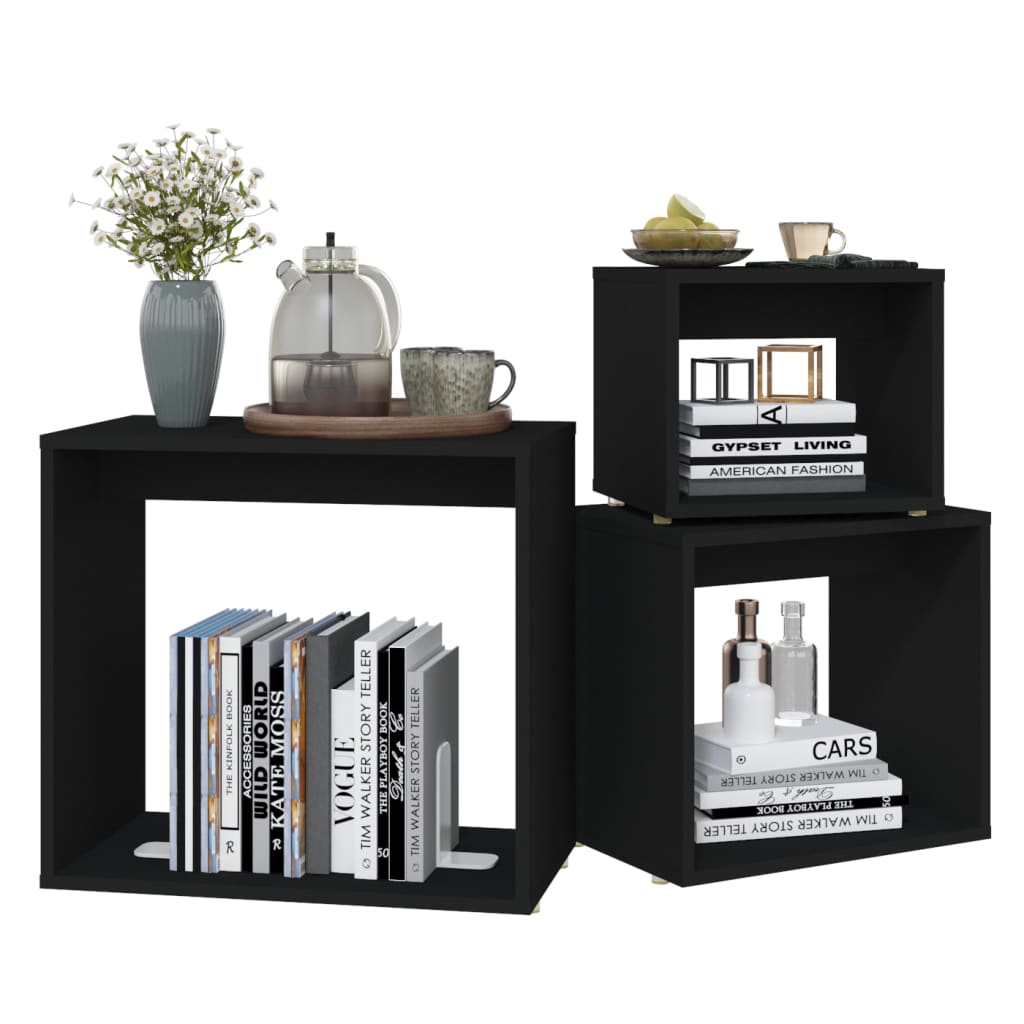 Tables gigognes 3 pcs Noir Aggloméré - XIOS