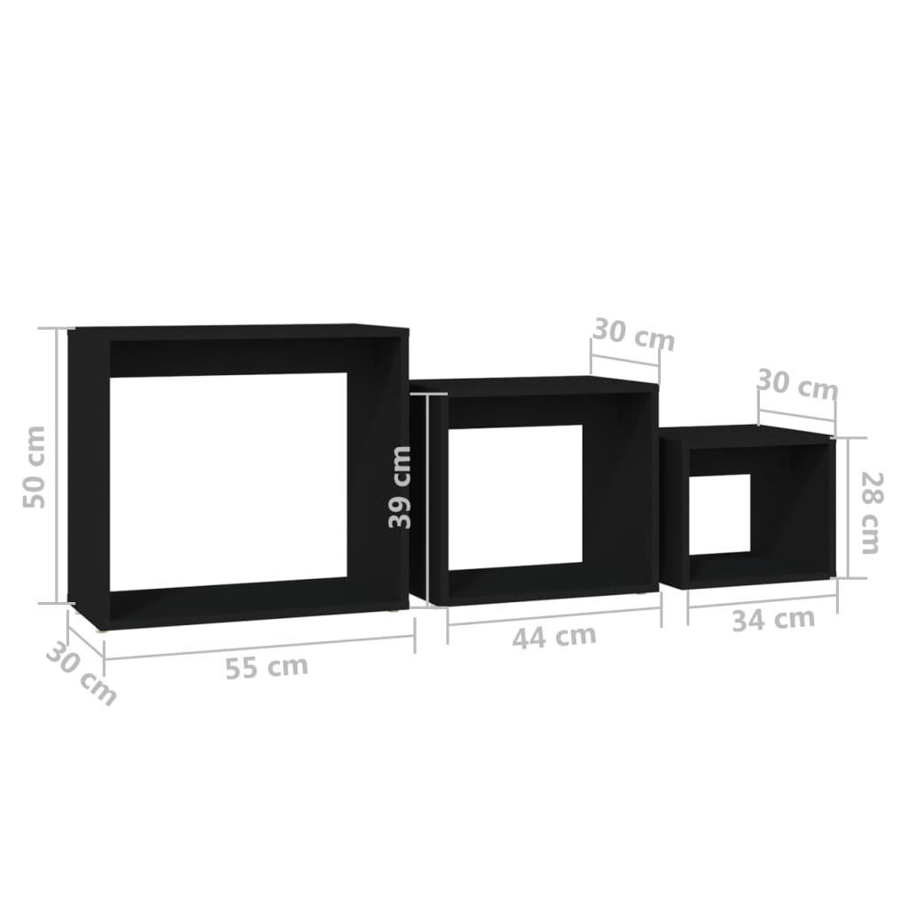 Tables gigognes 3 pcs Noir Aggloméré - XIOS