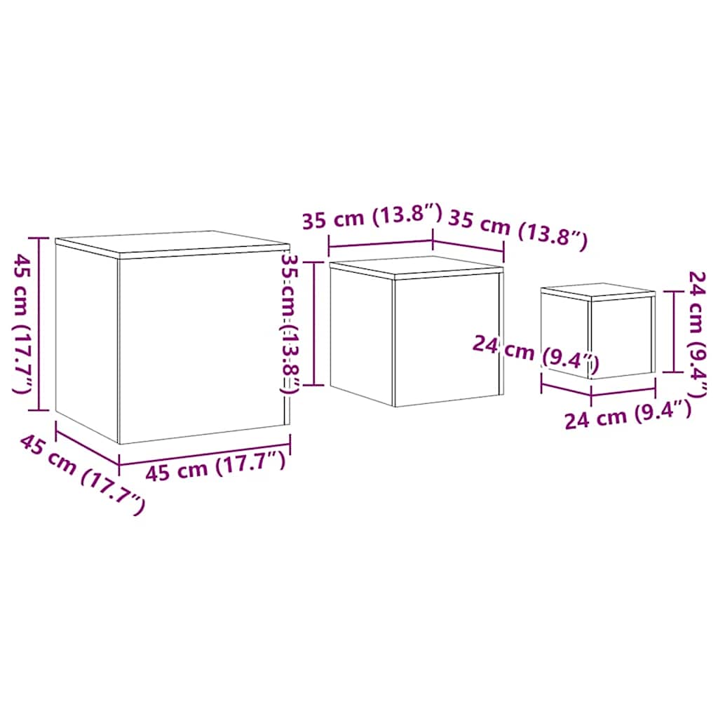 Tables d'appoint 3 pcs Blanc Bois d’ingénierie - XIOS