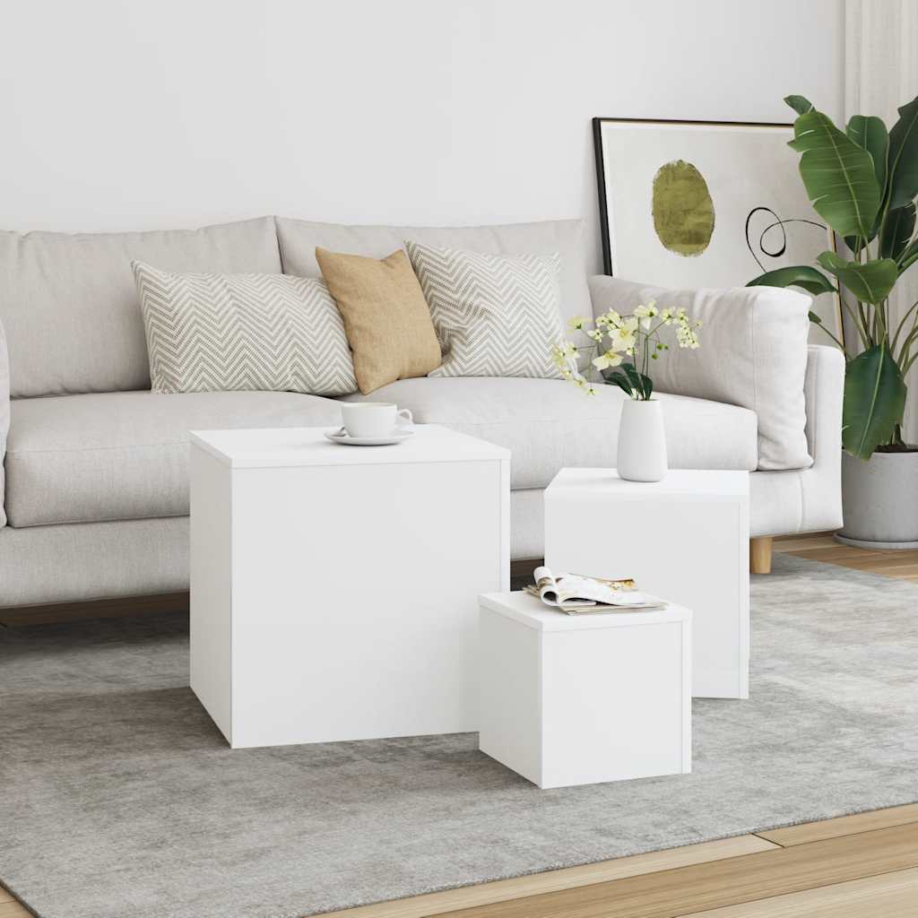 Tables d'appoint 3 pcs Blanc Bois d’ingénierie - XIOS
