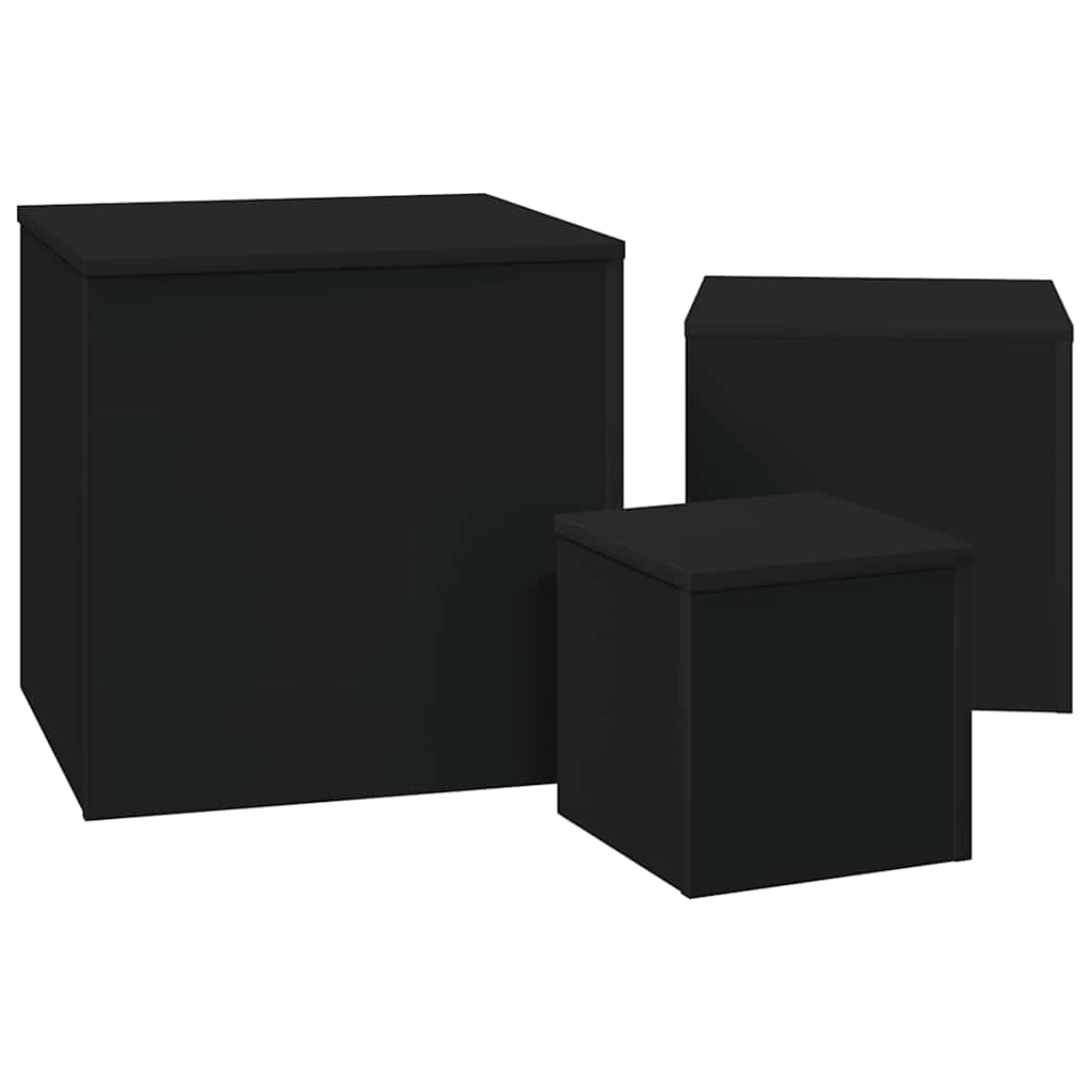 Tables d'appoint 3 pcs Noir Bois d’ingénierie - XIOS