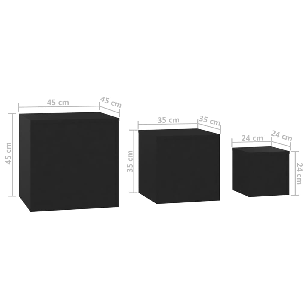 Tables d'appoint 3 pcs Noir Bois d’ingénierie - XIOS