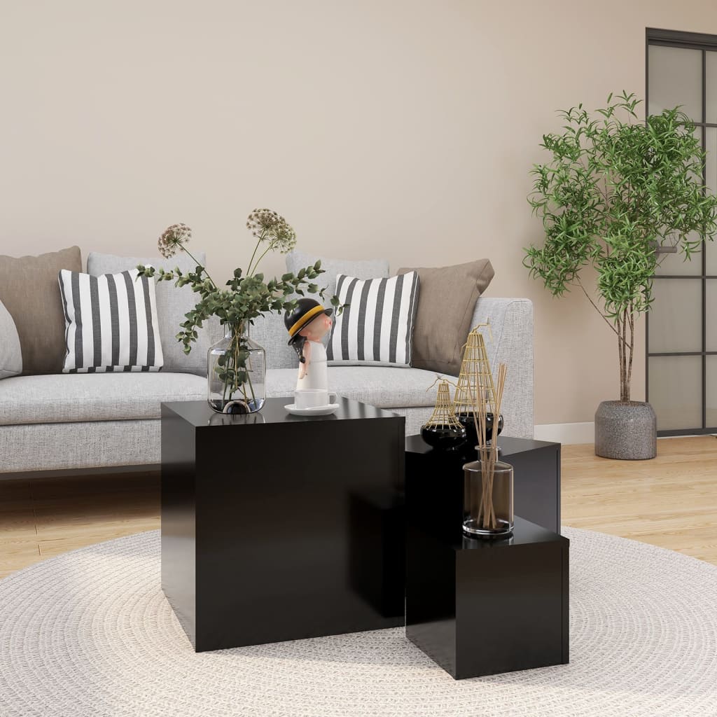 Tables d'appoint 3 pcs Noir Bois d’ingénierie - XIOS