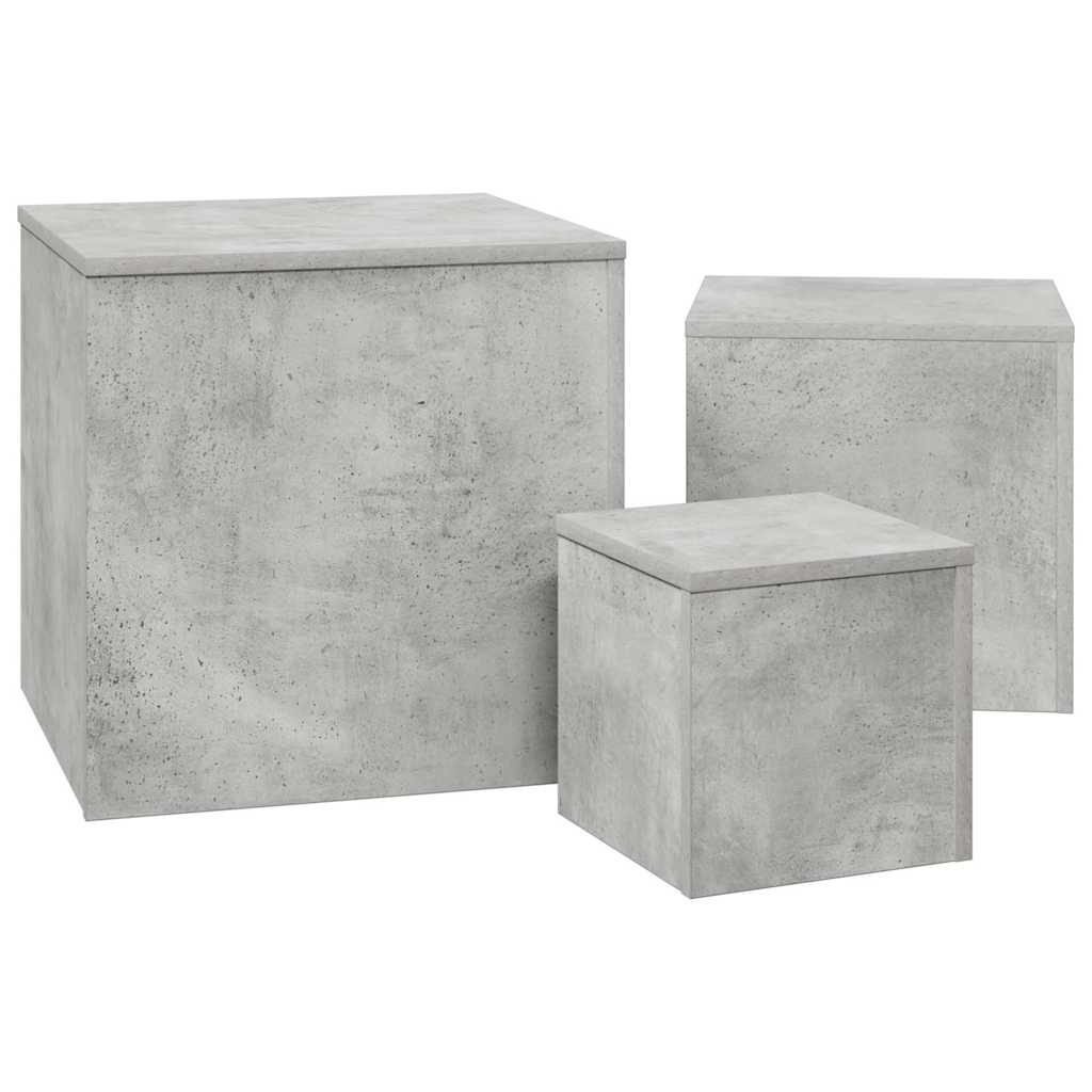 Tables d'appoint 3 pcs Gris béton Bois d’ingénierie - XIOS