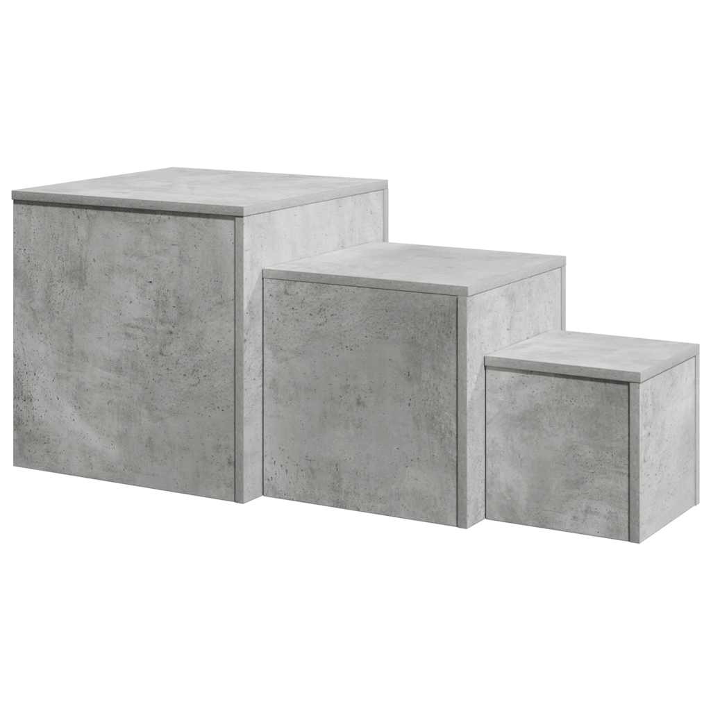 Tables d'appoint 3 pcs Gris béton Bois d’ingénierie - XIOS