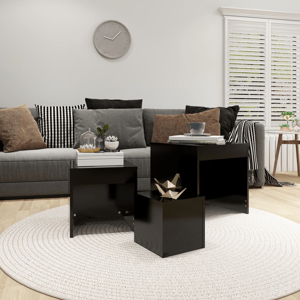 Tables gigognes 3 pcs Noir Aggloméré - XIOS