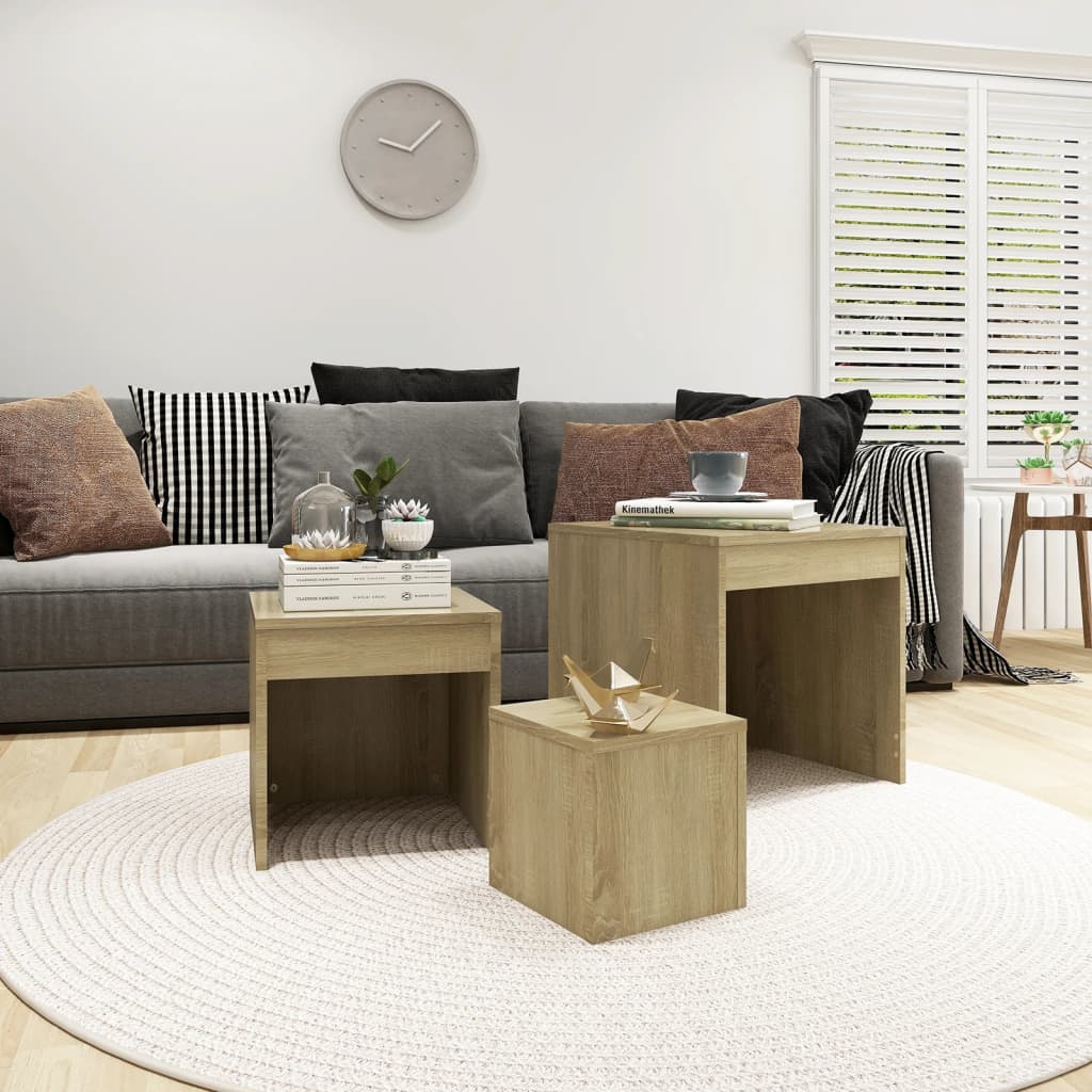 Tables gigognes 3 pcs Chêne sonoma Aggloméré - XIOS