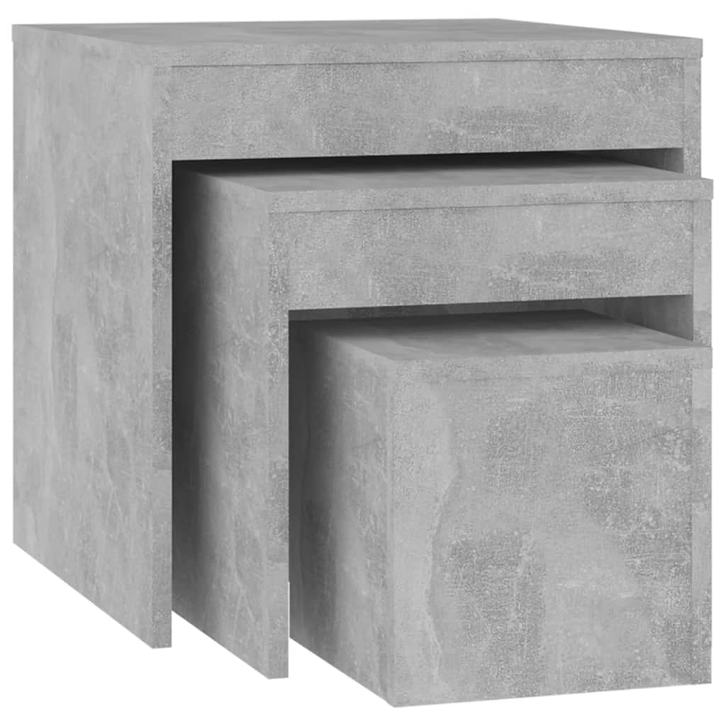 Tables gigognes 3 pcs Gris béton Aggloméré Tables d'appoint vidaXL