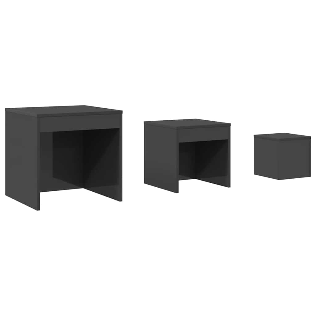 Tables gigognes 3 pcs Gris brillant Bois d'ingénierie - XIOS