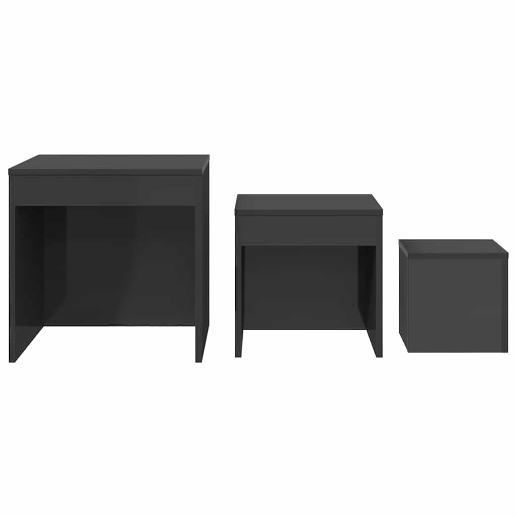 Tables gigognes 3 pcs Gris brillant Bois d'ingénierie - XIOS