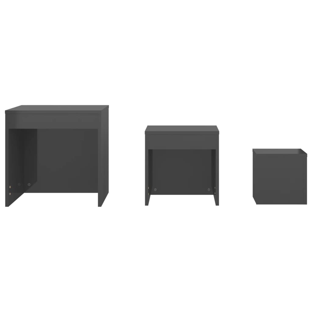 Tables gigognes 3 pcs Gris brillant Bois d'ingénierie - XIOS