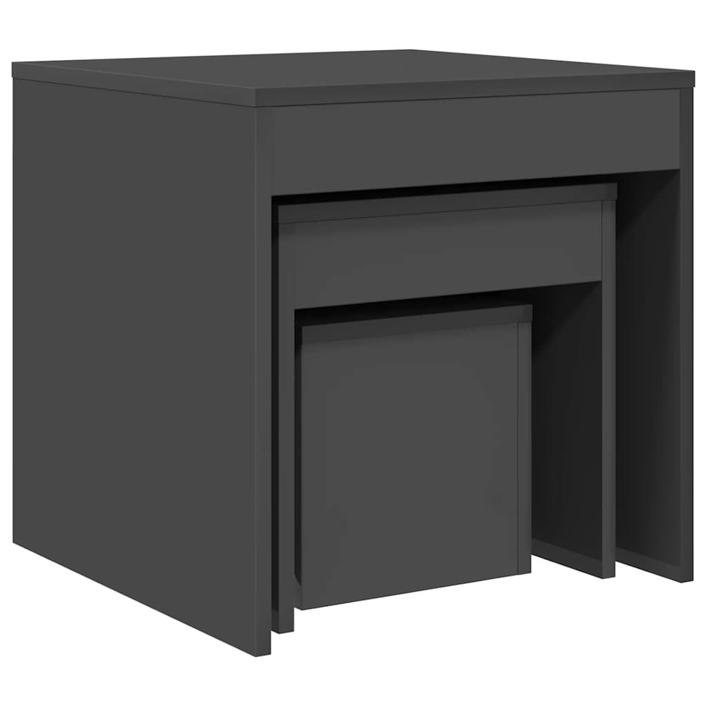 Tables gigognes 3 pcs Gris brillant Bois d'ingénierie - XIOS