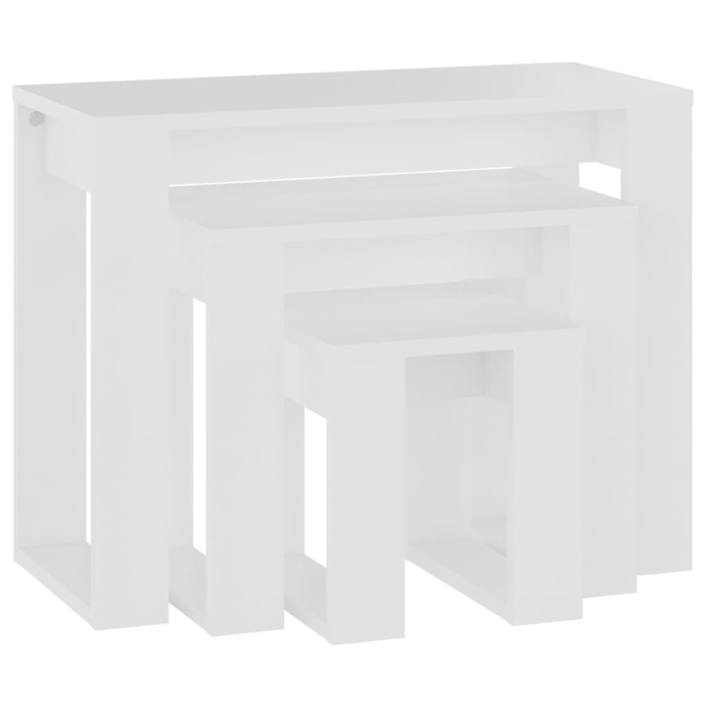 Tables gigognes 3 pcs Blanc Bois d'ingénierie Tables d'appoint vidaXL