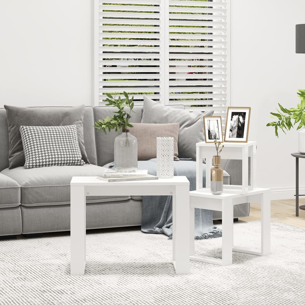 Tables gigognes 3 pcs Blanc Bois d'ingénierie - XIOS