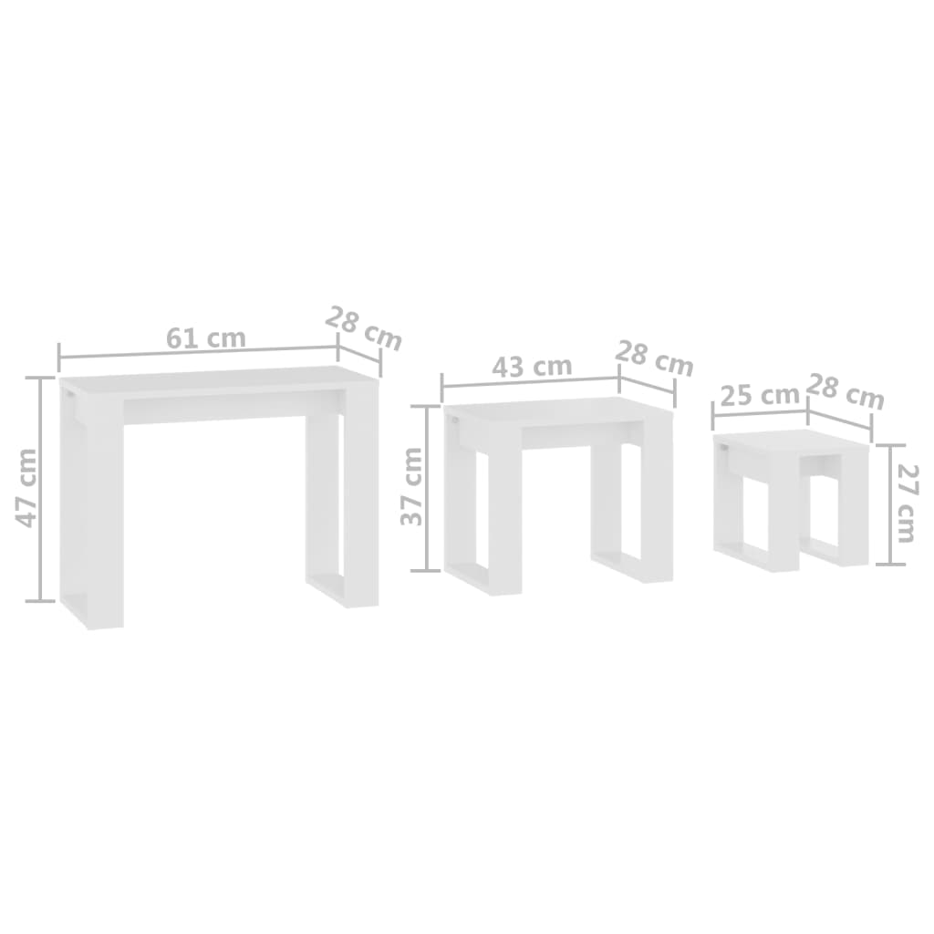 Tables gigognes 3 pcs Blanc Bois d'ingénierie - XIOS