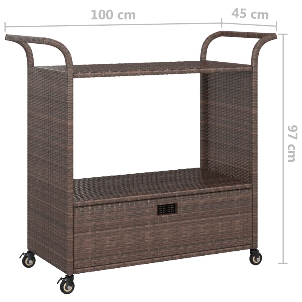 Chariot de bar avec tiroir Marron 100x45x97 cm Résine tressée - XIOS