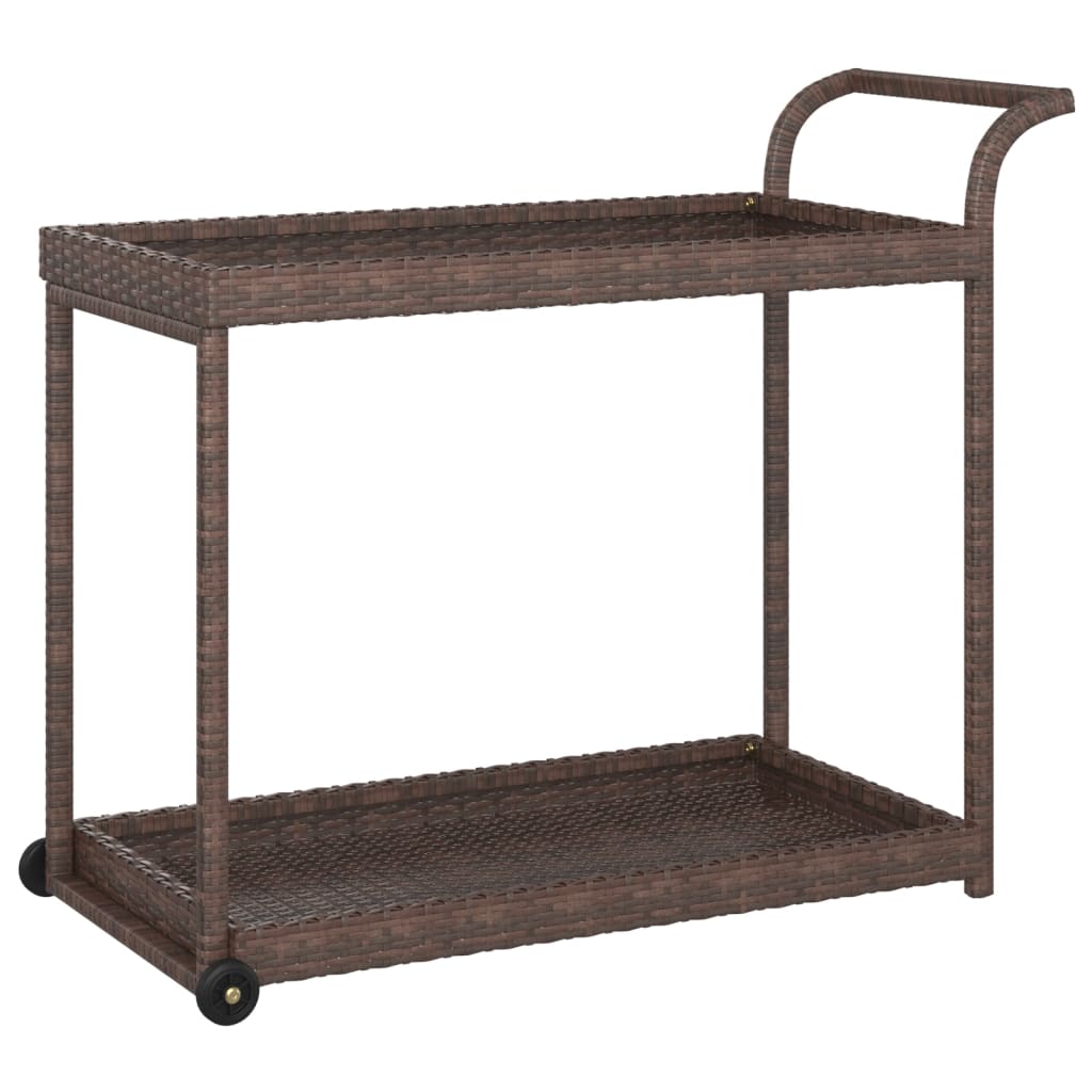 Chariot de bar Marron 100x45x83 cm Résine tressée