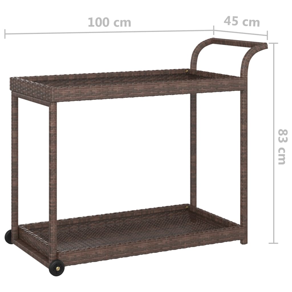 Chariot de bar Marron 100x45x83 cm Résine tressée - XIOS